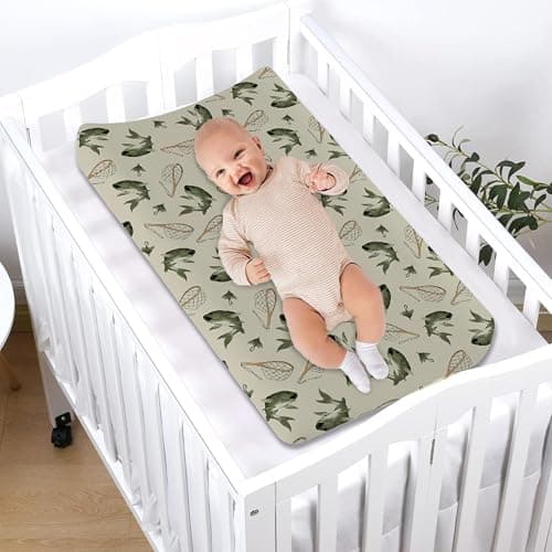 Vintage Bass Fishing Baby Changing Table Pad Covers for Boy Girl 32''x16'' Lake Fish Fitted Diaper Change Table Sheets Neutral Fishing Lovers Gift Comfort Soft Breathable Baby Changing Table Mats thumbnail 4