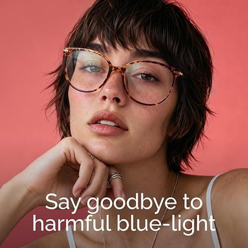 Gaoye Round Blue Light Blocking Glasses | UV400 Protection, Round TR90 Frames, Metal Arms, Matching Soft Case, Tea Leopard thumbnail 2