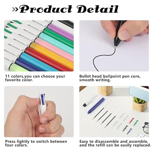 OWill 4-Colour 4-in-1 Ballpoint Pen, 1.0mm, Multicoloured for Office, School, Students, and Children, Gift thumbnail 5
