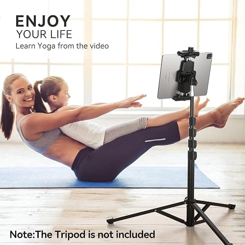 KDD iPad and Phone Tripod Mount Adapter with Ball Head, iPad Holder for Tripod, 360 Rotatable Tablet Clamp Mount fits iPad Pro 12.9, Air Mini 3 4, Galaxy Tab, Surface Pro, Selfie Stick(5.3-10.6") thumbnail 6