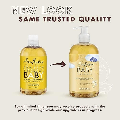 SheaMoisture Baby Wash & Shampoo for All Skin Types Raw Shea, Chamomile & Argan Oil Baby Wash and Shampoo with Frankincense & Myrrh to Help Cleanse 13 oz, Gold, Packaging may vary thumbnail 5
