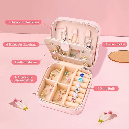 Preppy Travel Jewelry Gifts for Teen Girls, Travel Jewelry Box Personalized Christmas Gifts Stocking Stuffers for Women, Fashion Travel Essentials Trendy Stuff Easter Basket Stuffers, Initial L thumbnail 4