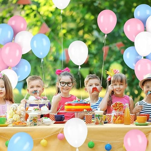 60 Stück Luftballons Blau Rosa Weiß, Helium Ballons Pastell Blau Rosa, Gender Reveal Latex Ballons, 12 Zoll Partyballon fur Hochzeit Geburtstag Geschlecht Offenbaren Jahrestag Babyparty Dusche - Farbe B8 thumbnail 7