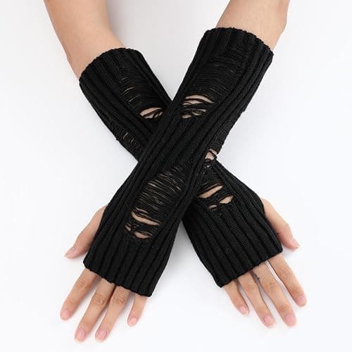 Therian Gear Y2K Clothes,Grunge Clothing - Emo Beanie, Fingerless Gloves,Five Fairycore Bracelets thumbnail 3