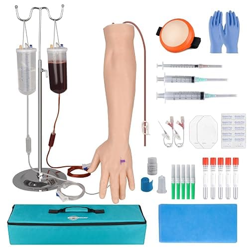 MedEduQuest Intravenous Practice Arm Kit for Nursing Student, Phlebotomy IV Practice Kit with Portable Case（Education Use Only） - Image 1
