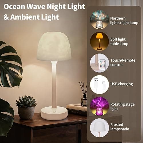 Lumoza Shower Lamp - Waterproof Bathroom Lamp with 16 Color Ocean Wave Projector, Rechargeable Shower Light with Touch & Remote Control, 2-in-1 Cordless Light for Inside Shower/Bathtub thumbnail 9