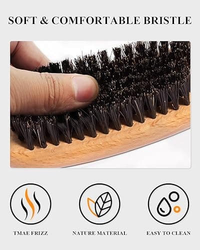 Slick Back Hair Brush - Boar Bristle Hair Brush for Women & Men Thin to Medium Hair Styling- Smoothing Flyaways, Baby Hair and Sleeks Ponytails/Buns thumbnail 7