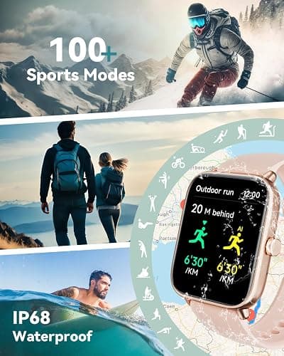 Quican Smart Watches for Women, Smart Watch for Android Phones and iPhone Compatible, Alexa Built-in, 1.8" Fitness Watches for Women, IP68 Waterproof/Bluetooth Call, Heart Rate/Sleep Monitor, Pink thumbnail 4