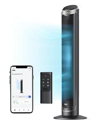 DREO Smart Tower Fan for Bedroom, 90° Oscillating 40" Standing Fan, 26ft/s High-Speed 5 Speeds 4 Modes, Quiet Room Floor Fans, Touch/Remote/APP & Voice Control, Work with Alexa, 12H Timer, Silver - Image 1