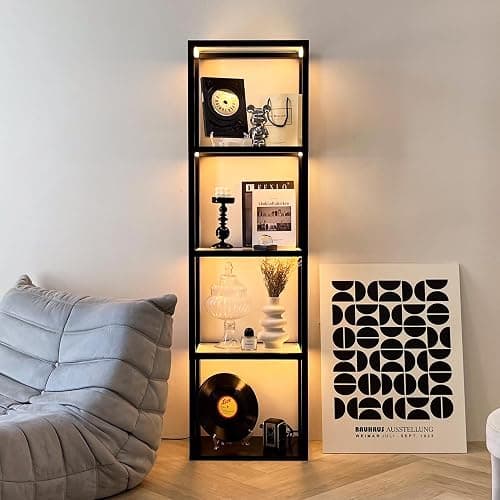 LED Display Shelf with Lights – Glass Display Cabinet for Collectibles with Dimmable Lighting, App & Remote Control – 66” Curio Shelf Floor Lamp with Adjustable Color Temps – FENLO Fantasy Plus Pro thumbnail 7