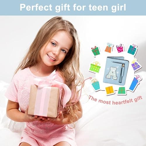 OYLOLA Birthday Gifts for 8 9 10 11 12 13 14 Year Old Girl Kids Wallet Initial Girls Wallets Teen Girls Gift Preppy Teen Girl Stuff Things Blue A thumbnail 7