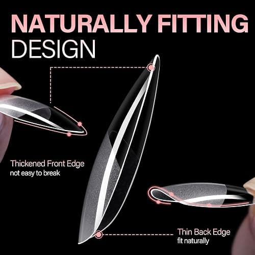 AILLSA Medium Almond Nail Tips Pre-Shaped Acrylic Nails Tips Half Matte Full Cover Tips Clear Gelly Press on Flase Nail Tips for Extension Nail Manicure Home DIY 216PCS 12Sizes thumbnail 2
