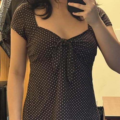 Women's Y2k Fairy Grunge Polka Dots Shirts Summer Puff Short Sleeve Babydoll Tops Vinatge E-Girls Aesthetic Clothes thumbnail 4