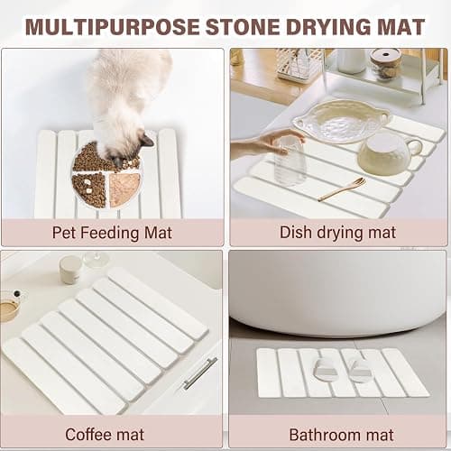 Stone Drying Mat for Kitchen Counter Foldable Stone Dish Drying Mat Non-Slip Quick Drying Mat for Sink Dish Rack Marble Worktop thumbnail 7