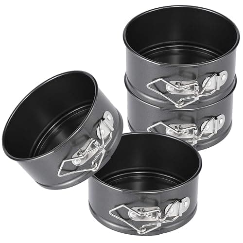 Hiware 4-Inch Mini Springform Pan Set - 4 Piece Small Nonstick Cheesecake Pan for Mini Cheesecakes, Pizzas and Quiches - Image 1