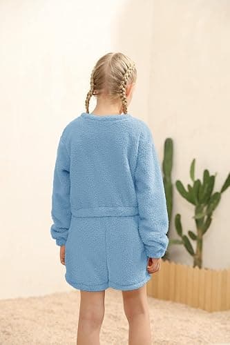 Mafulus Girls Pants Sets Two Pieces Kids Comfy Lightweight Long Sleeve Fleece Sets with Pockets thumbnail 4