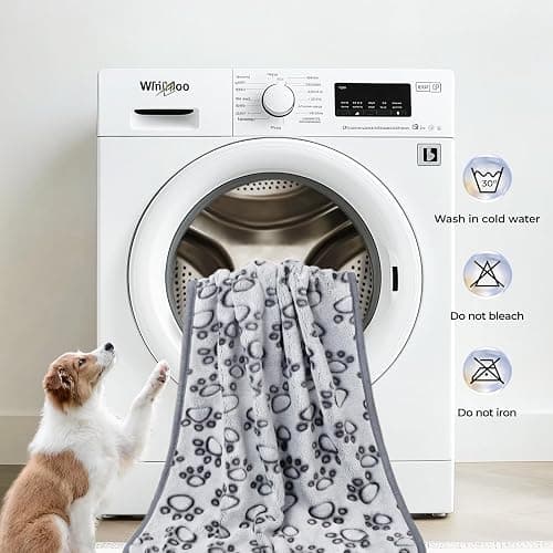 Luciphia Premium Soft Dog Blanket for Large Dogs Washable 300GSM Fluffy Warm Fleece Puppy Cat Paw Print Pet Flannel Grey Paw L(41"x31") thumbnail 6