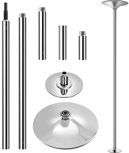 Yaheetech Professional Dance Pole Spinning Static Dancing Pole Portable Removable 45mm Dance Pole Kit for Exercise Club Party Pub Home w/Tools, Silver/Gold - Image 1