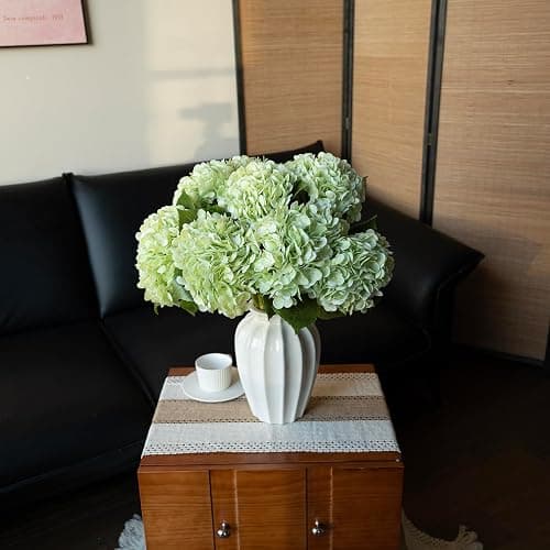 DUYONE 4PCS Artificial Flowers Large Hydrangeas Flowers Latex Bouquet for Wedding Bridal Office Home Party Decoration (4Pcs Light Green) thumbnail 4