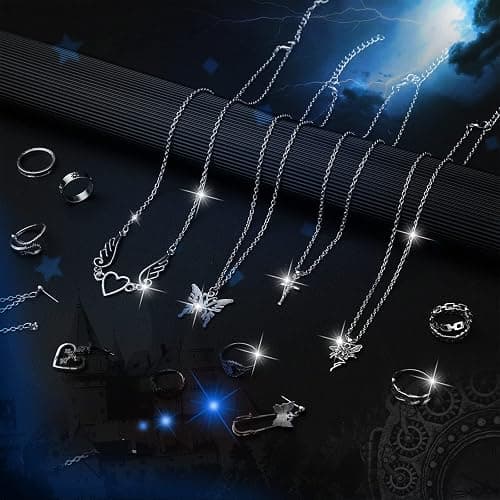 Sureio 25 Pcs Y2k Grunge Knitted Cat Beanie with Fairy Grunge Ripped Gloves Earrings Necklace Rings Monster Horn Accessories(Brown) thumbnail 7