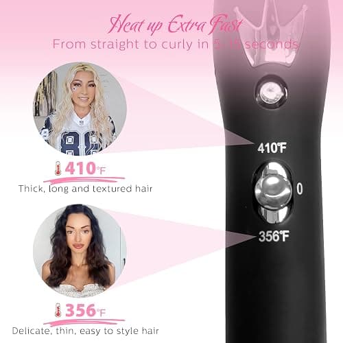 3 Barrel Curling Iron Hair Crimper: Birthday Gifts for Women - Dual Voltage Adjustable Temperature Three Barrels Hair Waver - 1 Inch Ceramic Curler Wand (Pink) thumbnail 3