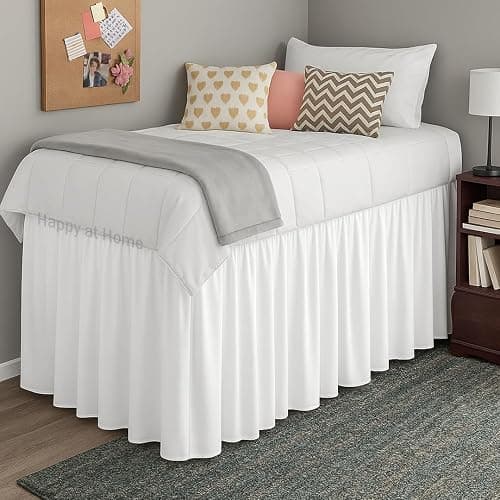 Twin XL Bed Skirt for College Dorm – Extra Long 42” Drop – Ruffled White Dust Ruffle – Soft Microfiber Bed Skirt for Dorm Room Twin XL Beds - Twin XL - 42" Drop - White thumbnail 3