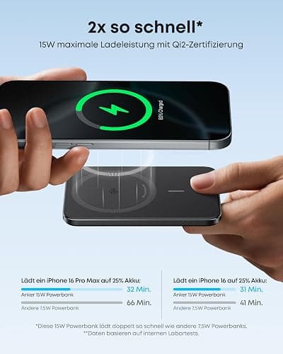 Anker Nano Power Bank, Ultra-Slim 5,000mAh Magnetic Battery Pack, Qi2 Certified 15W Max Ultra-Fast MagSafe-Compatible Portable Charger, Ergonomic Design, for iPhone 16/15/14/13/12 Series Only thumbnail 4