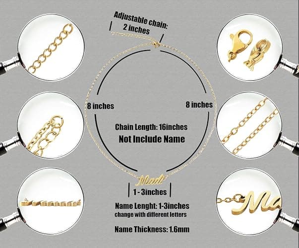 Aoloshow Personalized Name Necklace Custom Any Name Necklaces Jewelry for Womens New Mom Bridesmaid Gift thumbnail 4
