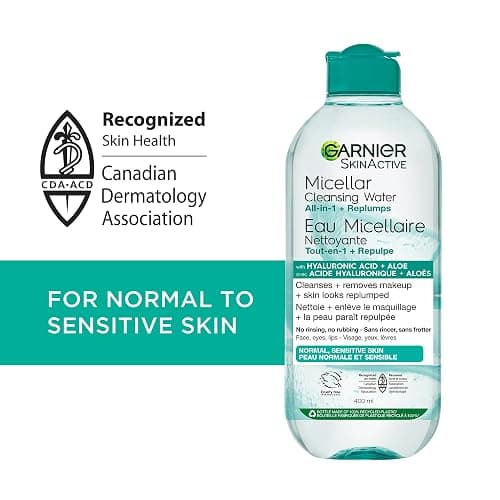 Garnier Micellar Cleansing Water, All-In One Hydrating and Replumping Makeup Remover + Face Cleanser with Hyaluronic Acid & Aloe, Hypoallergenic, Normal to Sensitive Skin, 700 mL thumbnail 2
