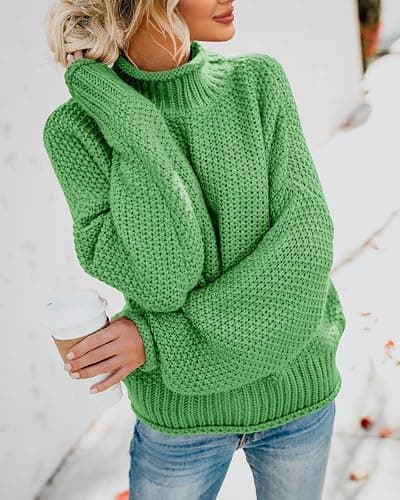Saodimallsu Womens Turtleneck Oversized Sweaters Batwing Long Sleeve Pullover Loose Chunky Knit Jumper thumbnail 4