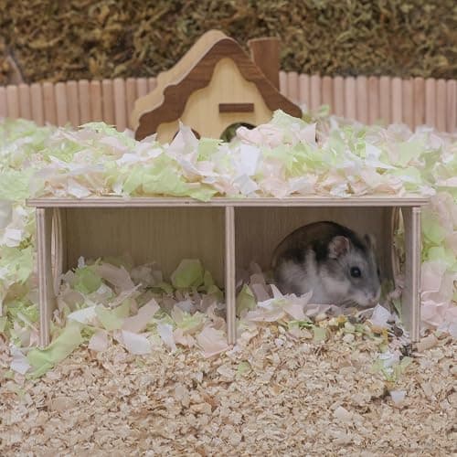 Hamster Peep Tunnel, 2-Chamber Wooden Hamster Hideout, Water-Resistant Platform for Dwarf Hamsters and Small Pets, 8.3" x 4.3" x 3.1" thumbnail 3