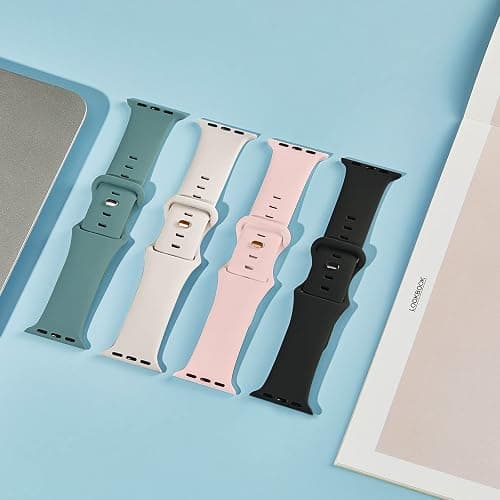 Sport Bands Compatible with Apple Watch Band 38mm 40mm 41mm 42mm 44mm 45mm 46mm 49mm for Women Men, Silicone Replacement Wristbands Straps for iWatch Series Ultra 2/Ultra/10/9/8/7/6/5/4/3/2/1/SE thumbnail 3