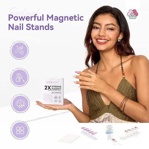 SAVILAND Essentials Nail Holder for Painting Nails: 3PCS Nail Stand Strong Magnetic Nail Stand for Press Ons Nail Stand for Nail Art Aurora Press on Nail Stand 40Pcs Reusable Putty Acrylic Nail Tools thumbnail 5