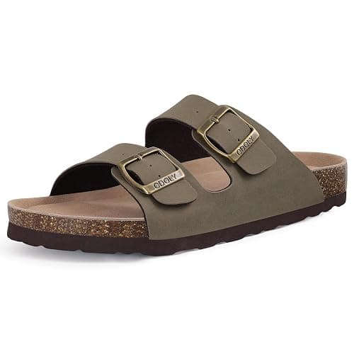 ODOLY Unisex Comfortable Cork Footbed Slide Sandals with Arch Support | Adjustable Buckle, Lightweight Summer Sandals for Travel and Everyday Wear - Image 1
