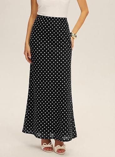 BLENCOT Womens Long Mesh Skirts Spring Boho Printed High Waisted A-Line Flowy Maxi Skirt for Beach Vacation thumbnail 8