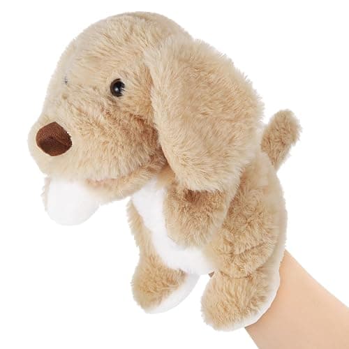 Animal Hand Puppets 11 Inch Sea Turtle Plush Dinosaur Animals Hand Puppet Toys Role-Play Toy Puppets for Kids Storytelling Imaginative Pretend Play Teaching Preschool(Dog) - Image 1