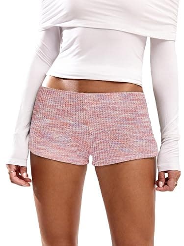 SOLY HUX Women's Striped Micro Shorts Y2k Knit Low Rise Booty Mini Shorts Color Block Stretchy Loungewear - Image 1