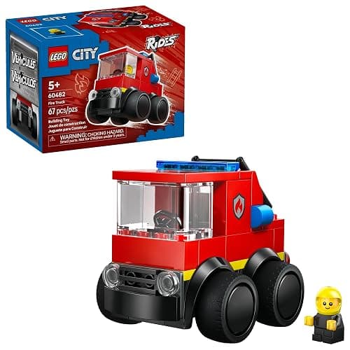 LEGO City Rides – Fire Truck Building Toy for Kids - Emergency Pretend Play for Boys & Girls, Ages 5+ - Toy Truck W/Raisable Ladder & Firefighter Junior Minifigure - Gift Idea for Birthdays - 60482 - Image 1