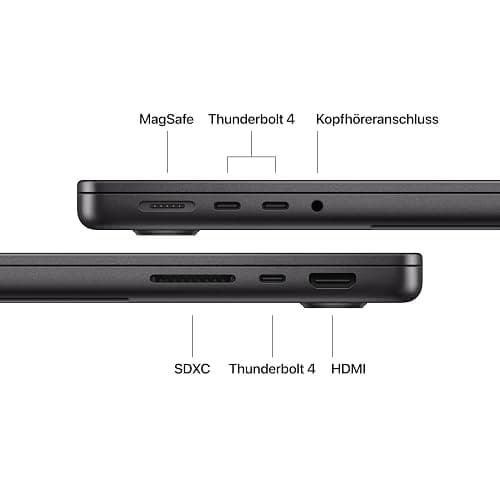 Apple MacBook Pro 14,2" Laptop mit M5 Chip, 10-Core CPU, 10-Core GPU: Entwickelt für Apple Intelligence, Liquid Retina XDR Display, 16GB gemeinsamer Arbeitsspeicher, 512GB SSD Speicher; Space Schwarz thumbnail 5