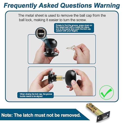 RAZCC Passage Door Knobs, 2 Pack Matte Black Door Knobs, for Hallway & Closet Non-Locking Interior Round Door Handles Keyless Reversible for Left Right Handed Doors thumbnail 8
