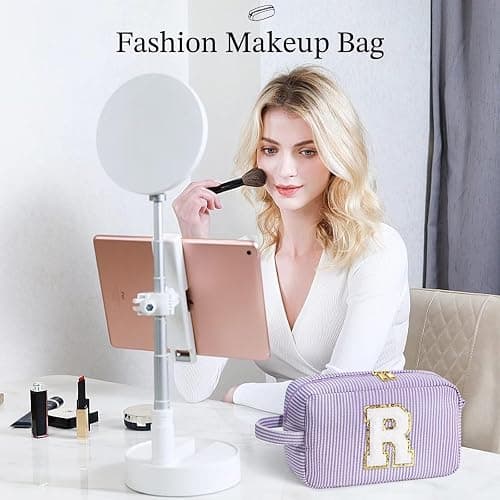 YOOLIFE Gifts for Women Teen Girls - Initial Makeup Bag Cosmetic Bag Toiletry Pouch, Personalized Birthday Gifts for Women Girls Mom Daughter Sister Friends, Purple A thumbnail 6
