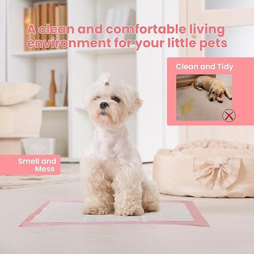 Pet Toilet Training Pads 100Count Disposable Puppy Pee Pads 18" x 13" for Dogs, Ultra Absorbent|Quick Dry|Leak-Proof Pet Potty Pads for Dog, Cat, Rabbits and Guinea Pigs (Pink) thumbnail 6