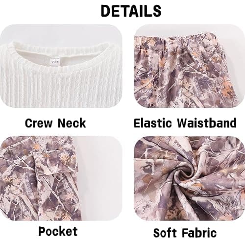Azmxynol Tween Girls Clothes 2 Piece Long Sleeve Top + Cargo Pants, Teen Girls Fall Clothing Set, Sizes 7-15 Years thumbnail 6
