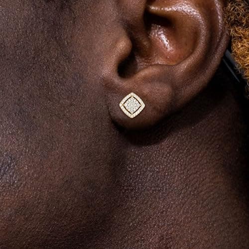TRUMIUM Stud Earrings for Men Women Silver Gold Plated Layered Iced Out Sterling Silver Cz Earrings Hypoallergenic thumbnail 4