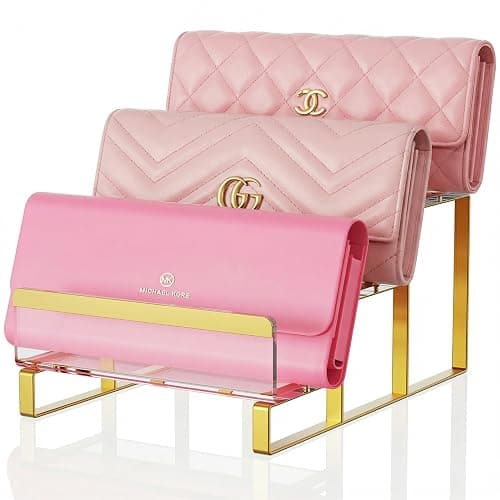 TIPSYTREE 3-Layer Wallet Display Stand, Wide 2.75" Shelves Metal Clutch Holder, Purse Stand for Closet, Boutique Counter, Retail Store Display - Image 1