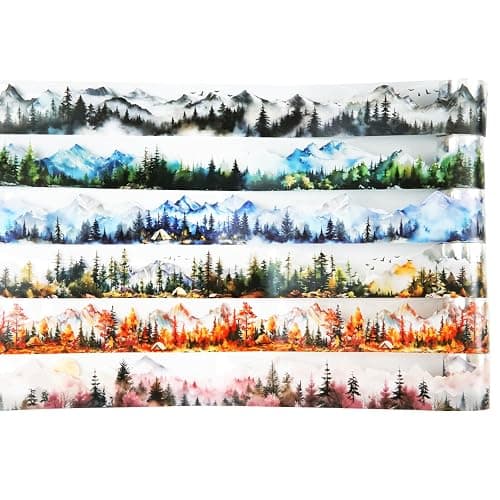 AuriicLeaf Mountain PET Tapes Set, 6 Rolls of Nature Ephemera for Junk Journaling, Scrapbooking, Crafting, DIY Projects, Diaries, and Art Supplies - Image 1