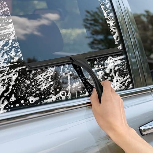 All-Purpose Stainless Steel Shower Squeegee for Shower Doors with 2 Adhesive Hooks, Bathroom Cleaner Tool Household Window Mirror Squeegee for Home Cleaning, Glass Door, Tile Wall, Car, 14 Inch Black thumbnail 6