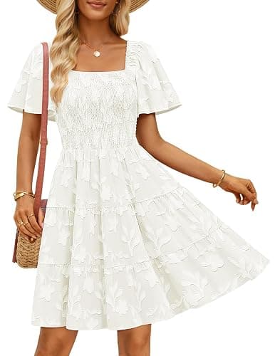 ZESICA Women's Summer Boho Mini Dresses 2026 Cute Floral Flowy Swing A line Beach Vacation Graduation Short Sundress - Image 1