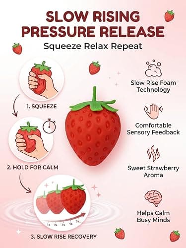 Strawberry Squishy Squishy Strawberry 3.15''/7'' Stress Ball Slow Rising Slow Rise Toy Jumbo Cheese Giant Fruit Big Fidget Party Favor Pressure for Adults Soft Squeeze Relief(Small 3.15in 1PC) thumbnail 4