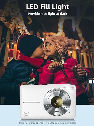 Camkory Digital Camera for Kids, FHD 1080P Point and Shoot Camera with 32GB Card 16X Zoom Anti Shake, Gift for Boys Girls Kids, White thumbnail 4